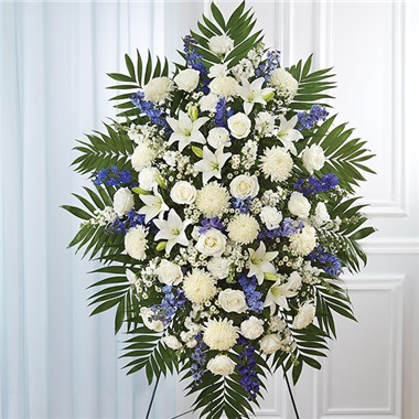 Blue & White Sympathy Standing Spray