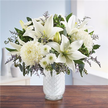 Pure Elegance Bouquet™ In White Mosaic For Sympathy