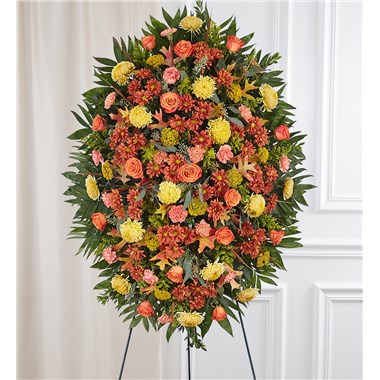 Sympathy Standing Spray In Fall Colors