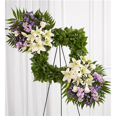 Cherished Remembrance Wreath- Lavender And White