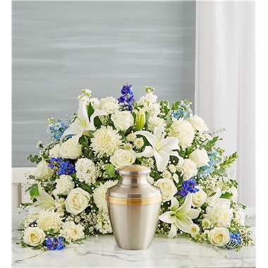 Crescent Cremation Arrangement- Blue And White