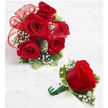 Red Rose Corsage And Boutonniere