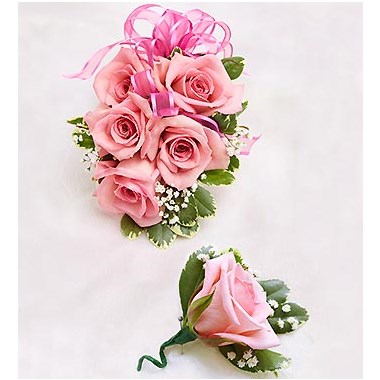 Pink Rose Corsage And Boutonniere