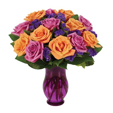 Purple & Orange Rose Bouquet