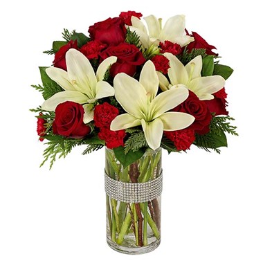 Dazzling Holiday Rose & Lilies Bouquet