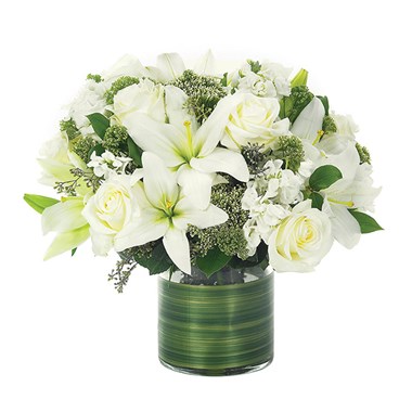 Lovely Lily & Roses Bouquet-All White