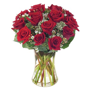 Classic Rose Bouquet In A Clear Vase