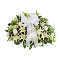 Half Casket Spray of flowers, all-white (BF328-11KM)